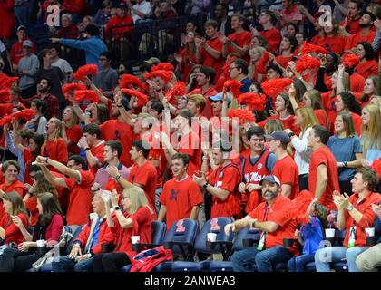 Oxford, MS, USA. 18th Jan, 2020. Fans cheer during the NCAA basketball game between the LSU Tigers and the Ole' Miss Rebels at The Pavillion in Oxford, MS. Kevin Langley/Sports South Media/CSM/Alamy Live News Stock Photo