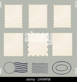 Blank postage vintage stamps frames Stock Vector