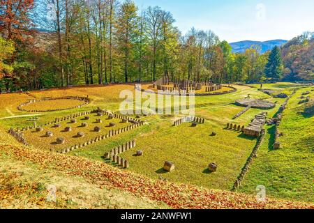 Sarmizegetusa Regia, Dacian kingdom capital, ruins in Transylvania, Romania, UNESCO heritage site Stock Photo