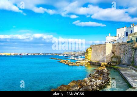 Otranto, Puglia, Italy - Adriatic Sea, bay and port in old town Stock Photo