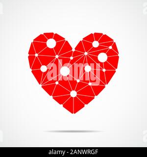 Triangular heart isolated on light background. Geometric low polygonal style. Vector illustration Stock Vector