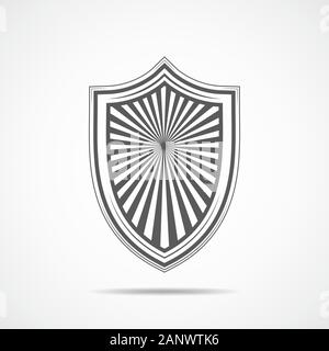 Gray shield in flat design. Shield icon isolated. Vector illustration ...