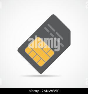 SIM card icon in flat design. Vector Illustration. Gray smartcard icon isolated on light background. Stock Vector
