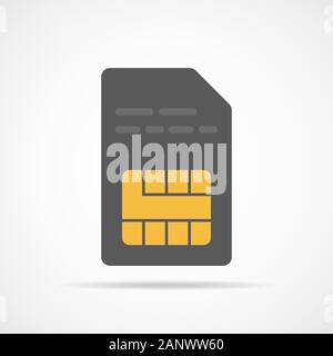 SIM card icon in flat design. Vector Illustration. Gray smartcard icon isolated on light background. Stock Vector