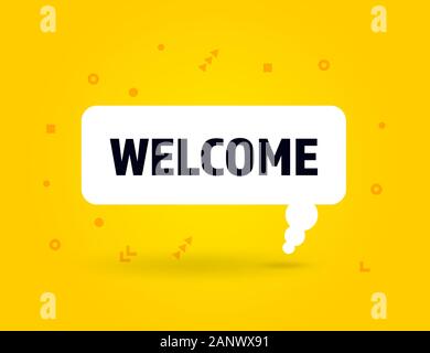 Welcome speech bubble banner pop art memphis style Stock Vector