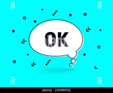 Ok speech bubble banner pop art memphis style Stock Vector