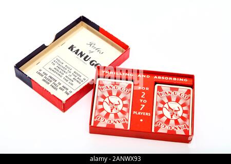 Old vintage Kan-U-GO crossword card game circa 1934 isolated on a white background Stock Photo