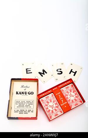 Old vintage Kan-U-GO crossword card game circa 1934 isolated on a white background with space for copy Stock Photo