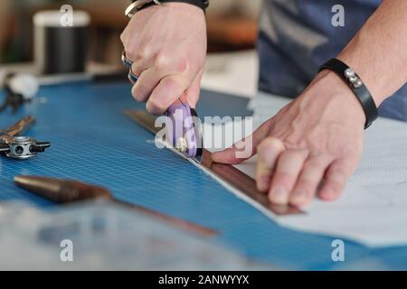 Producing leather goods Stock Photo