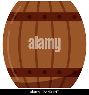 Wooden alcohol barrel, drink container, keg icon isolated on white background. Stock Vector