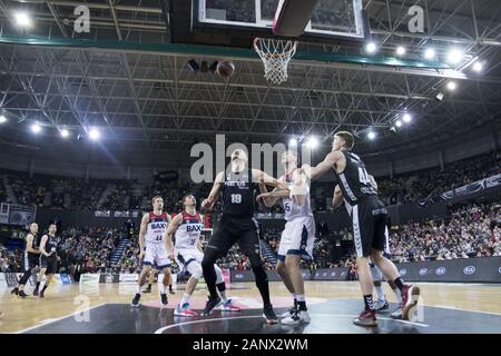 Bilbao, Basque Country, SPAIN. 19th Jan, 2020. Players waiting for the rebound during the game between RETABet Bilbao Basket and Baxi Manresa at Miribilla Bilbao Arena. Credit: Edu Del Fresno/ZUMA Wire/Alamy Live News Stock Photo