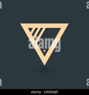 Letter V or delta pyramid geometric triangle with three stripes logo design. Trinity concept. Business identity tech element. Stock Vector Stock Vector