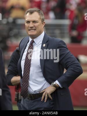 Santa Clara, United States. 19th Jan, 2020. San Francisco 49ers General Manager John Lynch wwatches warm ups to play the Green Bay Packers in the NFC Championship at Levi's Stadium in San Jose, California on a Sunday, January 19, 2020. Photo by Terry Schmitt/UPI Credit: UPI/Alamy Live News Stock Photo