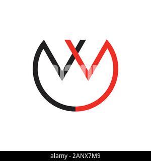 letter vw linked colorful geometric logo vector Stock Vector