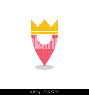 king crown location symbol logo vector Stock Vector