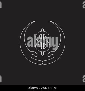 hand care money dollar outline symbol vector Stock Vector