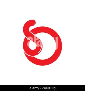 letter so simple loop curves line geometric logo vector Stock Vector