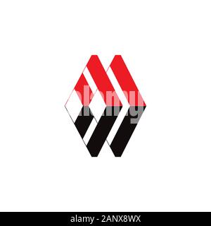 letter mw simple geometric stripes logo vector Stock Vector
