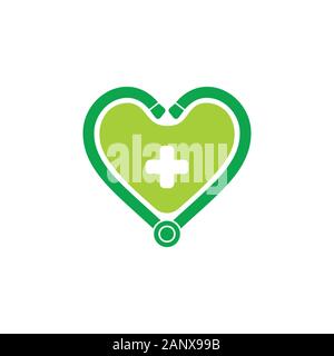 love heart stethoscope medical decoration logo vector Stock Vector