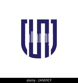 letter u stripes geometric emblem shield shape logo vector Stock Vector