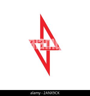 triangle linked thunder bolt shape overlap logo vector Stock Vector