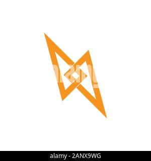 triangle linked thunder bolt shape overlap logo vector Stock Vector