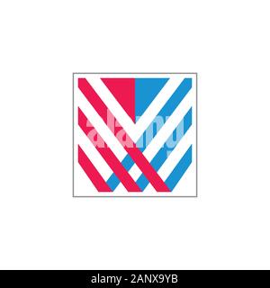 letter w stripes line ribbon geometric logo vector Stock Vector