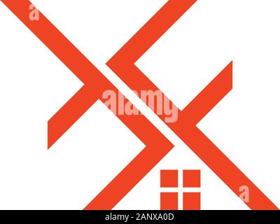 letter f t home shape logo vector Stock Vector
