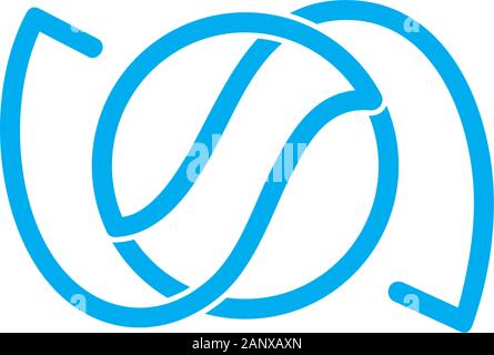 circle wavy blue infinity linear logo vector Stock Vector