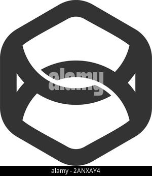strong linked line hexagonal logo vector Stock Vector