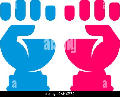 symbol logo vector of hand fist team geometric design Stock Vector