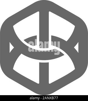 linked wires hexagonal design symbol logo vector Stock Vector