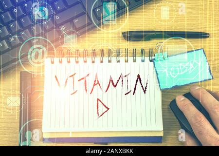 Handwriting text Vitamin D. Conceptual photo Nutrient responsible for increasing intestinal absorption Stock Photo