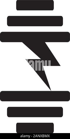 symbol logo vector dumbbell power training simple geometric design Stock Vector