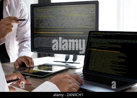 Programming code abstract technology background Developer programming and coding technology  software developer and Computer script Stock Photo