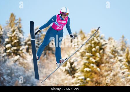 Premanon, France. 19th Jan, 2020. Machiko Kubota (JPN) Nordic Combined : Women's Individual at Les Tuffes Nordic Centre during the Lausanne 2020 Winter Youth Olympic Games in Premanon, France . Credit: Naoki Morita/AFLO SPORT/Alamy Live News Stock Photo