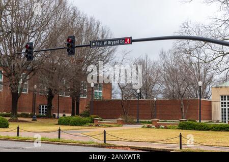 Tuscaloosa, AL / USA - December 29, 2019: Paul W Bryant Dr sign on the Campus of the University of Alabama