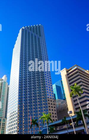 Miami, USA - November 30, 2019: Downtown Miami cityscape view with condos and office buildings. Stock Photo