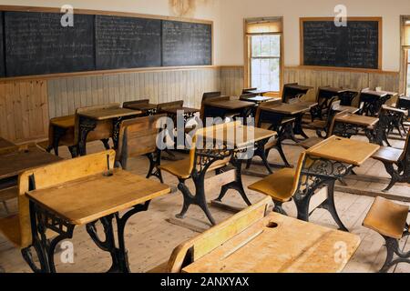 MT00406-00...MONTANA - Well preserved school room at the ghost town of Bannack in Bannack State Park. Stock Photo