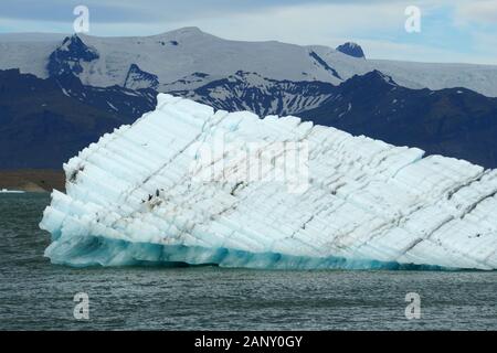 The view of floating icebergs at Jokulsarlon Glacier Lagoon near Vatnajökull National Park in Iceland Stock Photo