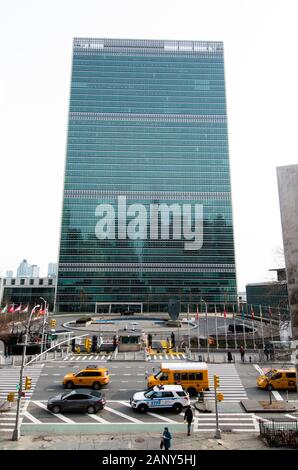 United Nations Headquarters in New York City tall building - Manhattan, New York, NY Stock Photo