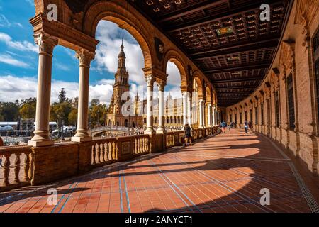 Seville, Spain - Plaza de Espana, a famous city landmark Stock Photo