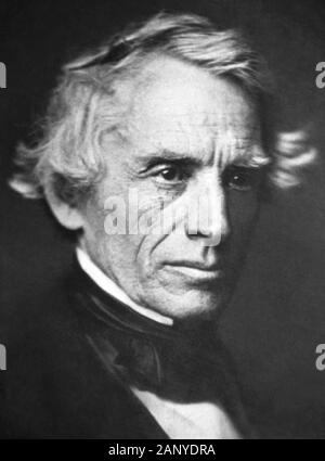 Vintage portrait photo of American painter and inventor Samuel F B Morse (1791 – 1872) – a pioneer in the development of the electric telegraph and co-creator of Morse Code. Daguerreotype photo circa 1845. Stock Photo