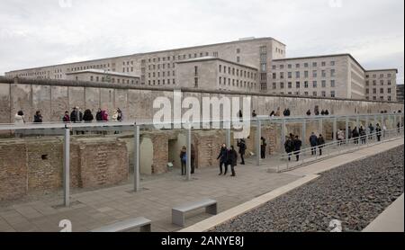 Berlin, Germany - december 30: Ruined building of SS headquarters in museum Topography of Terror on december 30, 2019, Berlin Stock Photo