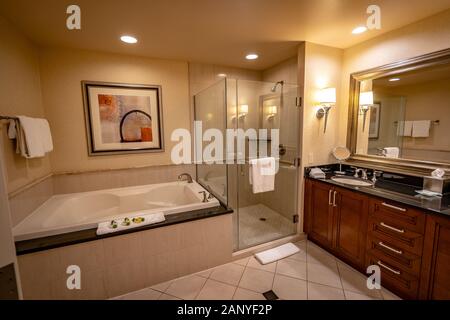 Las Vegas, Nevada, USA - Bathroom in the MGM Signature hotel room Stock Photo