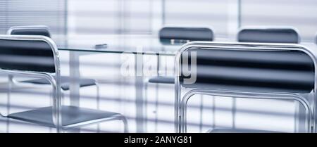 through the blinds. conference room before a business meeting Stock Photo