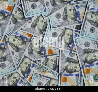 100 US dollar billnote background. Finance concept for design, advertising. Stock Photo