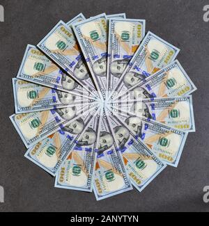 100 US dollar billnote background. Finance concept for design, advertising. Stock Photo