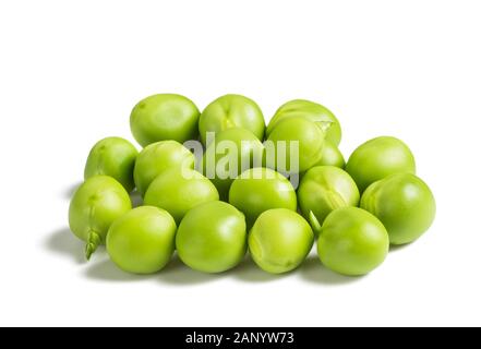 Fresh green peas group isolated on  white background. Stock Photo