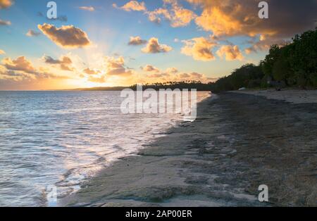 Cuvu Beach at sunset, Cuvu, Viti Levu, Fiji Stock Photo